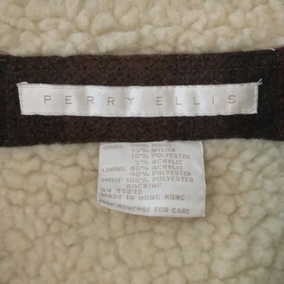 Perry Ellis Wool Blend Vest, Zipper, Lined, Brown, Red And Gray, Men's Size XL - Picture 3 of 6